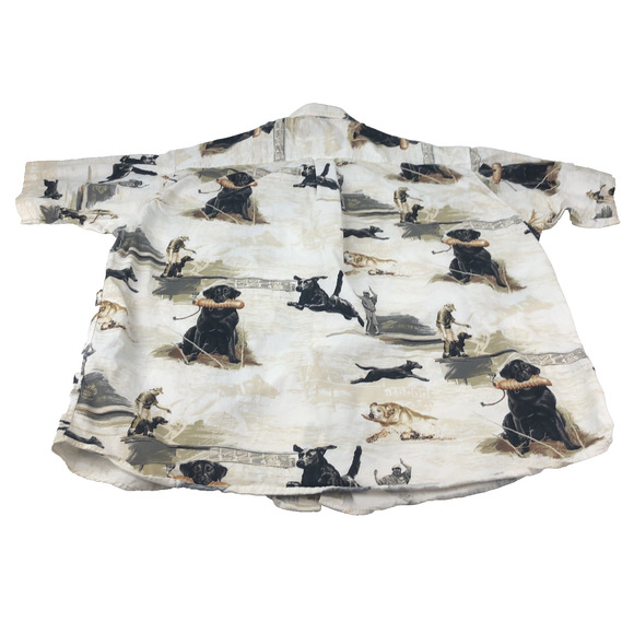 Vintage Morgan Creek Men's Shirt XL Short Sleeve AOP Duck Hunting Retriever - Picture 2 of 10